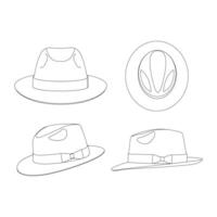 modello pelliccia di coniglio feltro cappello fedora illustrazione vettoriale disegno piatto contorno copricapo