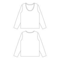 modello t-shirt a maniche lunghe aderente modello donna illustrazione vettoriale disegno piatto contorno