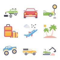 icone piatte di trasporto vettore