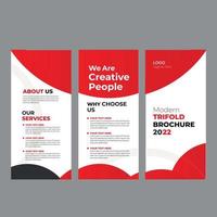 modello di progettazione di brochure a tre ante piatto moderno rosso e nero gratuito per la società aziendale, modello di progettazione di brochure a tre pagine di 3 pagine gratuito vettore