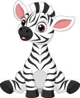 simpatico cartone animato zebra bambino seduto vettore