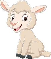 cartone animato divertente baby agnello seduto vettore