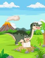 dinosauro della madre del fumetto con la schiusa del bambino vettore