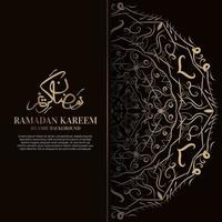 Kareem Ramadan. disegno di sfondo islamico con calligrafia araba e ornamento mandala. vettore