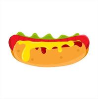illustrazione vettoriale di hotdog con formaggio e salsa di pomodoro, ristorante e tema culinario. perfetto per pubblicizzare prodotti alimentari