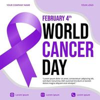 banner della giornata mondiale del cancro con un nastro vettore