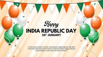 sfondo del giorno della repubblica dell'india con palloncini e bandiera della decorazione vettore