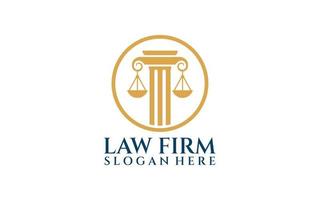 logo dello studio legale di giustizia. oro, azienda, legge, icona giustizia vettore