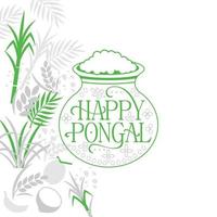 illustrazione verde e grigia del festival felice delle vacanze di pongal del tamil nadu nell'india meridionale vettore