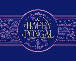 tipografia di felice festa del raccolto di pongal festa del tamil nadu india del sud sfondo blu vettore