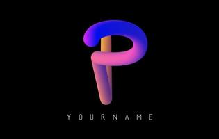 logo della lettera p con effetto 3d sfumato arcobaleno. illustrazione vettoriale creativa con una vibrante forma sfumata.