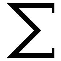 sigma simbolo greco lettera maiuscola carattere maiuscolo icona colore nero illustrazione vettoriale immagine in stile piatto