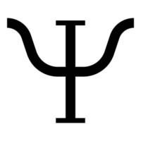 psi simbolo greco lettera maiuscola carattere maiuscolo icona colore nero illustrazione vettoriale immagine in stile piatto