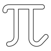 pi simbolo greco lettera minuscola icona carattere contorno colore nero illustrazione vettoriale immagine in stile piatto