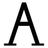 simbolo alfa greco lettera maiuscola icona carattere maiuscolo colore nero illustrazione vettoriale immagine in stile piatto