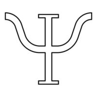 psi simbolo greco lettera maiuscola carattere maiuscolo icona contorno colore nero illustrazione vettoriale immagine in stile piatto