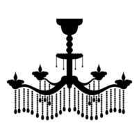 icona lampadario colore nero illustrazione vettoriale immagine in stile piatto