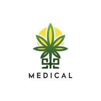 il logo della cannabis medica e le lettere se formano un bordo a spada. clinica sanitaria, ricerca, scienza, università, biologia, foglia. vettore