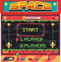 interfaccia di gioco pixel space con pulsante di avvio vettore