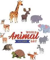 logo della giornata mondiale degli animali con animali africani vettore