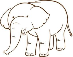elefante in stile semplice doodle su sfondo bianco vettore