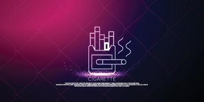 concetto digitale di sigaretta, design in stile particella. struttura di connessione leggera wireframe, banner, logo, etichetta e poster, illustrazione vettoriale
