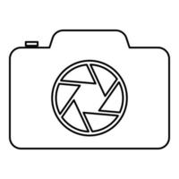 fotocamera con messa a fuoco dell'icona del concetto dell'obiettivo contorno colore nero illustrazione vettoriale immagine in stile piatto