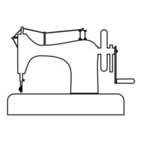 macchina per cucire macchina per cucire attrezzatura su misura icona vintage contorno colore nero illustrazione vettoriale immagine in stile piatto