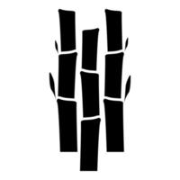 bambù con foglie natura pianta icona colore nero illustrazione vettoriale immagine in stile piatto