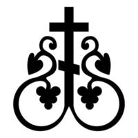 croce vite croce monogramma simbolo comunione segreta segno croce religiosa ancore icona colore nero illustrazione vettoriale immagine in stile piatto