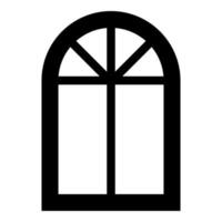 cornice della finestra semicircolare nella parte superiore dell'icona della finestra ad arco colore nero illustrazione vettoriale immagine in stile piatto