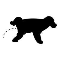 cucciolo di cane pipì pipì animale domestico pisciare con icona gamba sollevata colore nero illustrazione vettoriale immagine in stile piatto
