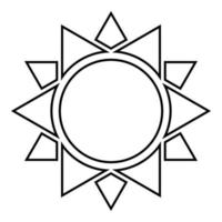 illustrazione vettoriale del profilo di colore nero dell'icona del sole