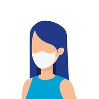 avatar giovane donna con maschera facciale vettore