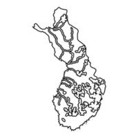 mappa della Finlandia icona colore nero vettore