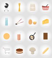 icone piane di cibo e oggetti illustrazione vettoriale