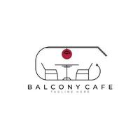 balcone cafe logo illustrazione vettoriale design, interni domestici