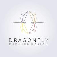 linea colorata arte libellula logo illustrazione vettoriale design