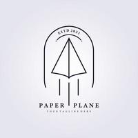 disegno semplice dell'illustrazione di vettore dell'arte della linea del logo di viaggio dell'aereo di carta