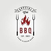 disegno dell'illustrazione di vettore del logo della griglia di fumo del barbecue