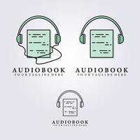 foglio di audiolibro podcast semplice logo illustrazione vettoriale design piatto creativo line art