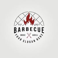 disegno dell'illustrazione di vettore del logo della griglia di fumo del barbecue