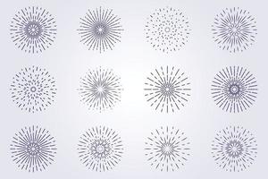 set di raccolta logo sunburst icona simbolo illustrazione vettoriale design linea arte lineare monoline fiore fuoco