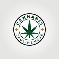 disegno dell'illustrazione vettoriale del logo della cannabis, foglia medicinale, olio medico naturale