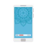 dispositivo smartphone con mandala, meditazione audio relax vettore