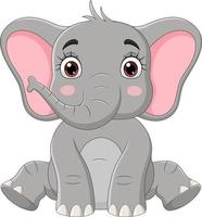 simpatico cartone animato elefantino seduto vettore