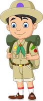 cartone animato felice ragazzino scout vettore