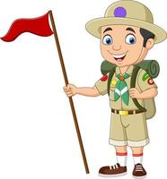 boy scout del fumetto che tiene bandiera rossa