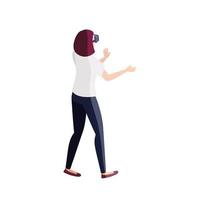 donna con occhiali realtà virtuale su sfondo bianco vettore
