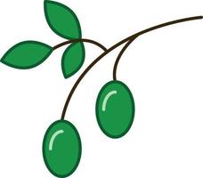vettore di frutta icona di contorno riempito di oliva